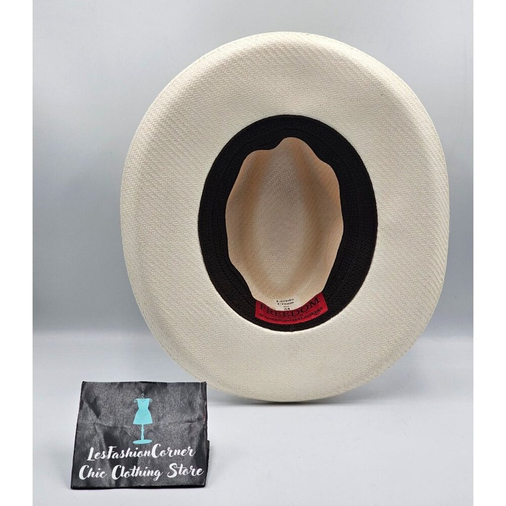 NWT American Hat Makers Freedom Laredo Men's Cream Straw Fedora Size Medium 3278 - Picture 9 of 11